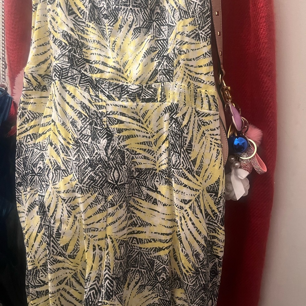 Tropical Print Yellow and Black Romper